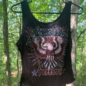 America black bodysuit with eagle and gold accents